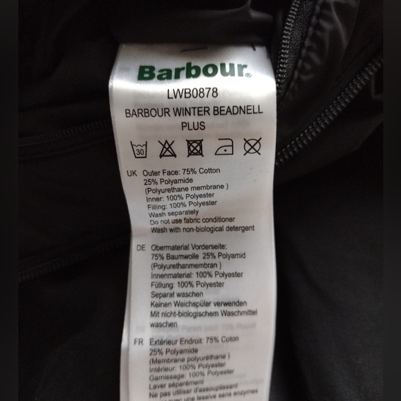 Barbour Beadnell Coat Waterproof Hooded Tartan Lined Black Jacket NWOT - Picture 10 of 11